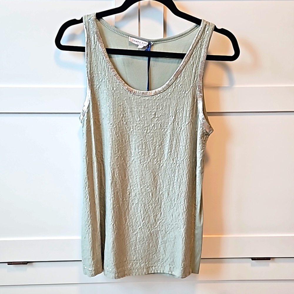 Tempo Paris olive sequin tank size S/M - NWT